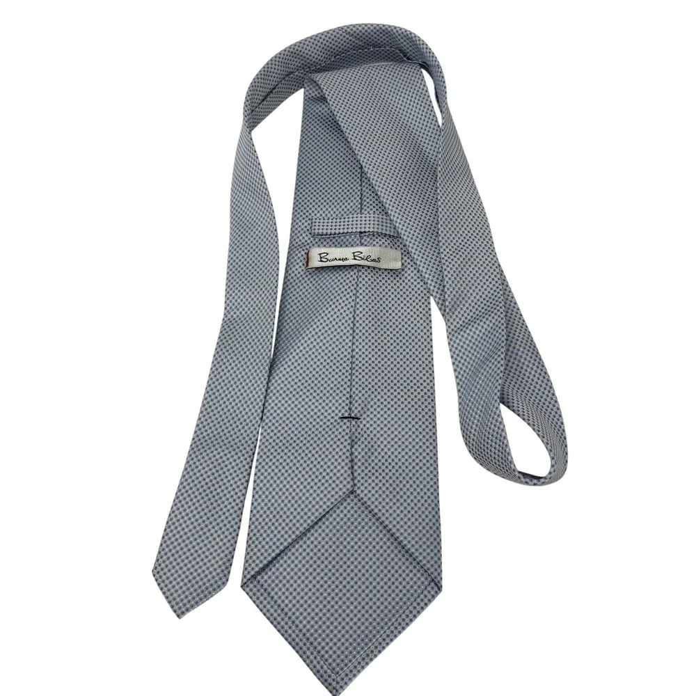 Burma Bibas Necktie Mens Blue Geometric Silk Classic Professional Tie